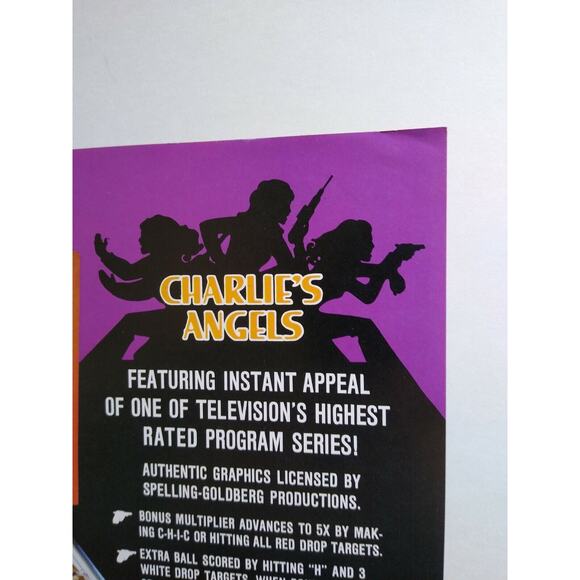 Charlies Angels Pinball FLYER Original Art Jaclyn Smith Cheryl Ladd Retro - Picture 4 of 6